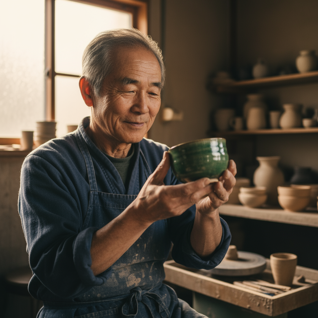 Example of photorealistic scene - pottery artisan in workshop